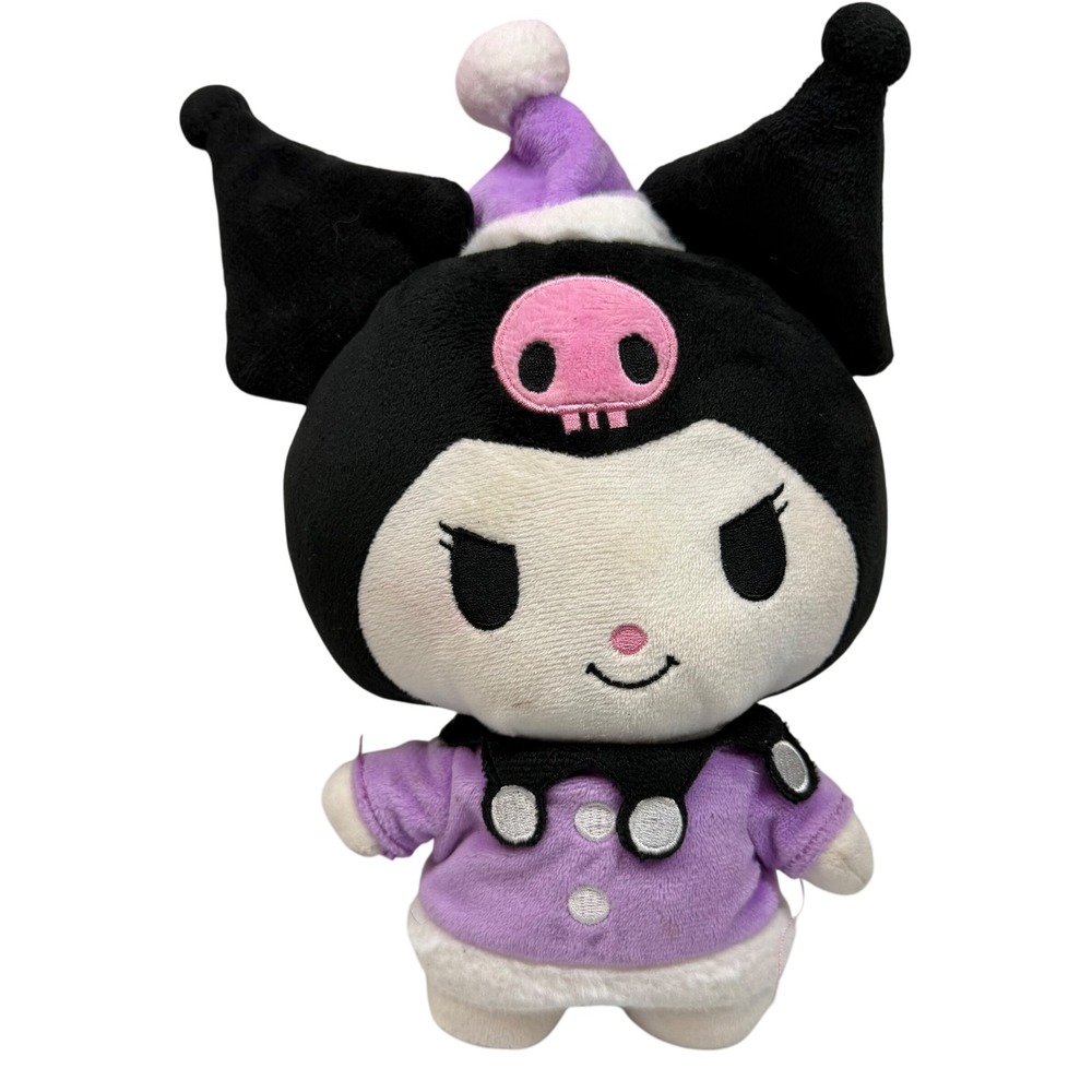 Sanrio Kuromi Plush Toy Purple Hat Skull Face Stuffed‎ Animal Kids Gift 9" Doll